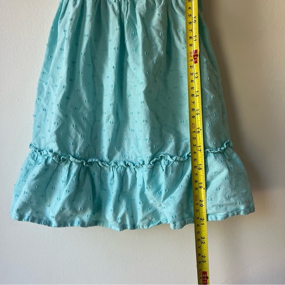 The Children’s Place Girls Puff Sleeve Smocked Dress Aqua Blue Ruffle Hem Size 4 - Picture 4 of 8